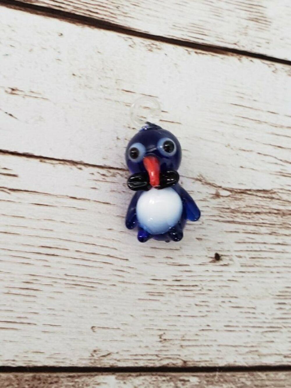 Handmade Glass Blue Penguin Pendant (No Chain Included) - New